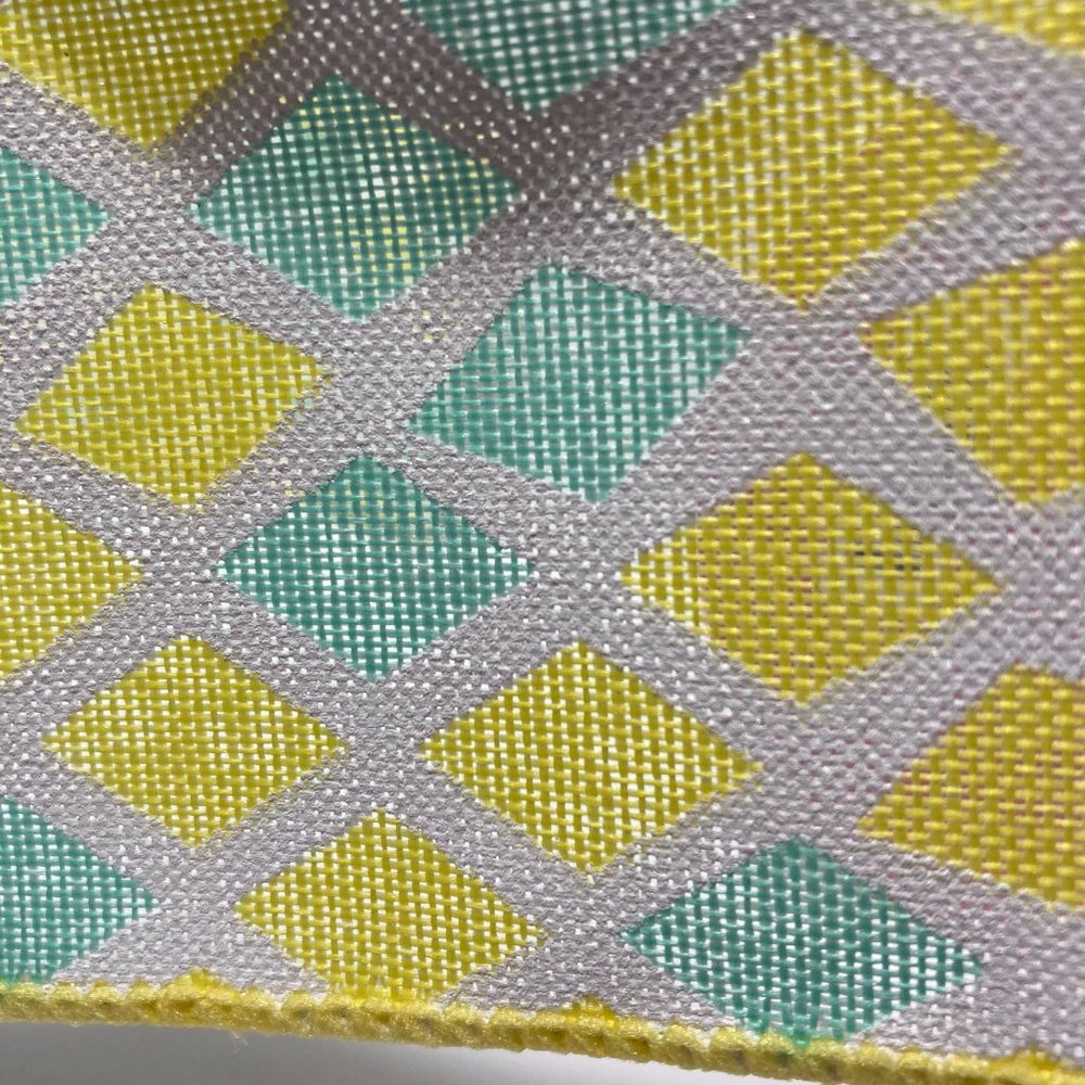 Wired Ribbon Spring Diamond 2.5" Yellow Green - Picture 8 of 13